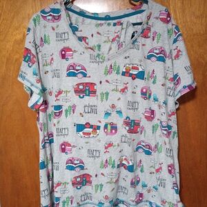 Secret Treasures Gray Happy Camper Pajama Top